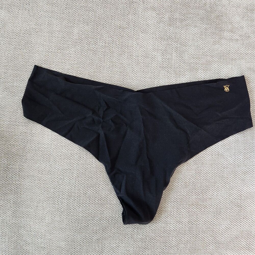Victoria's Secret‎ XL Black No Show Thong Panty NWT